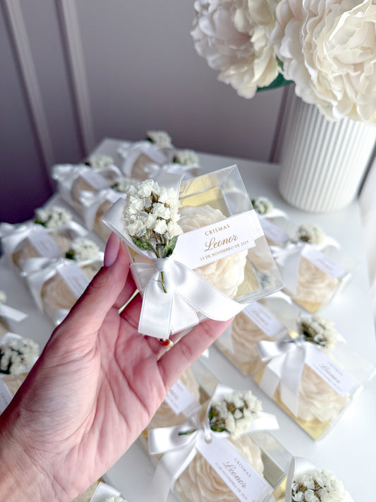 Vela Peônia decorada para lembrança