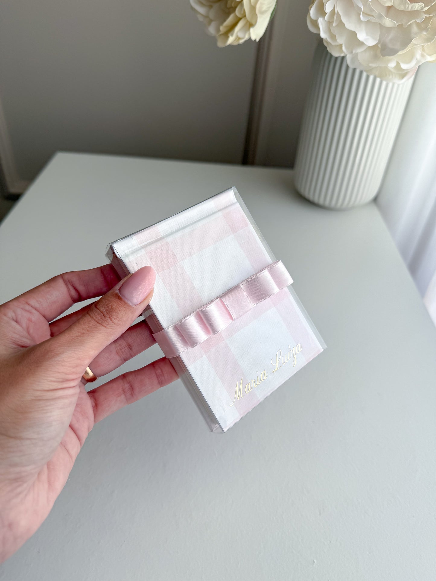 Bloco de Notas "Vichy" personalizado e decorado para lembranças