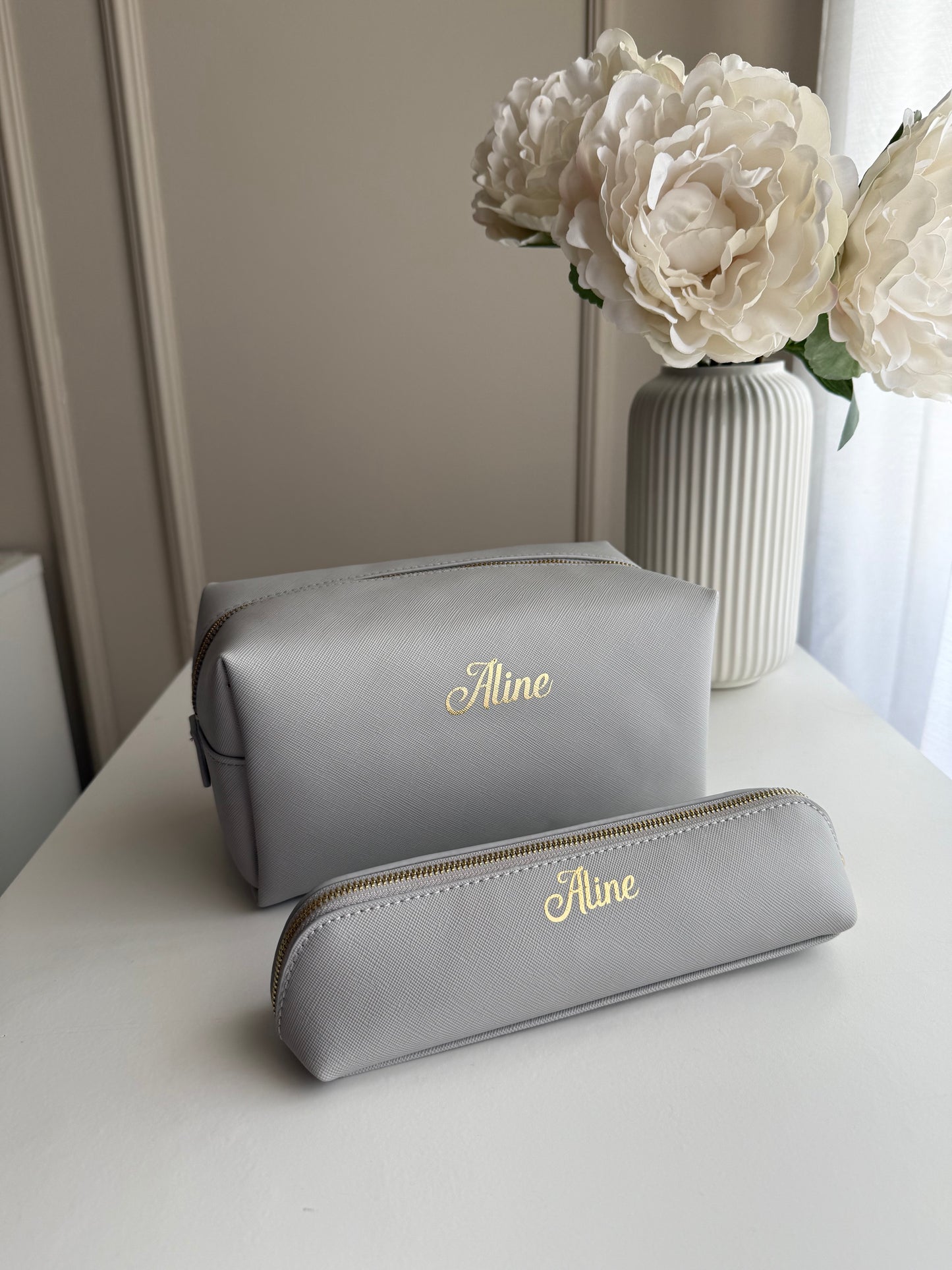 Nécessaire + Estojo Cinza Personalizados