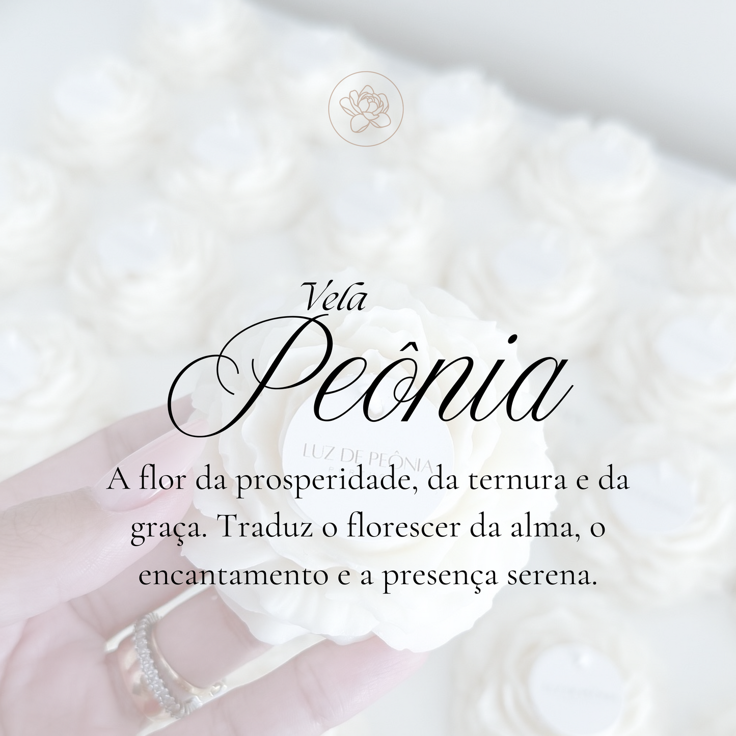 Vela Peônia decorada para lembrança