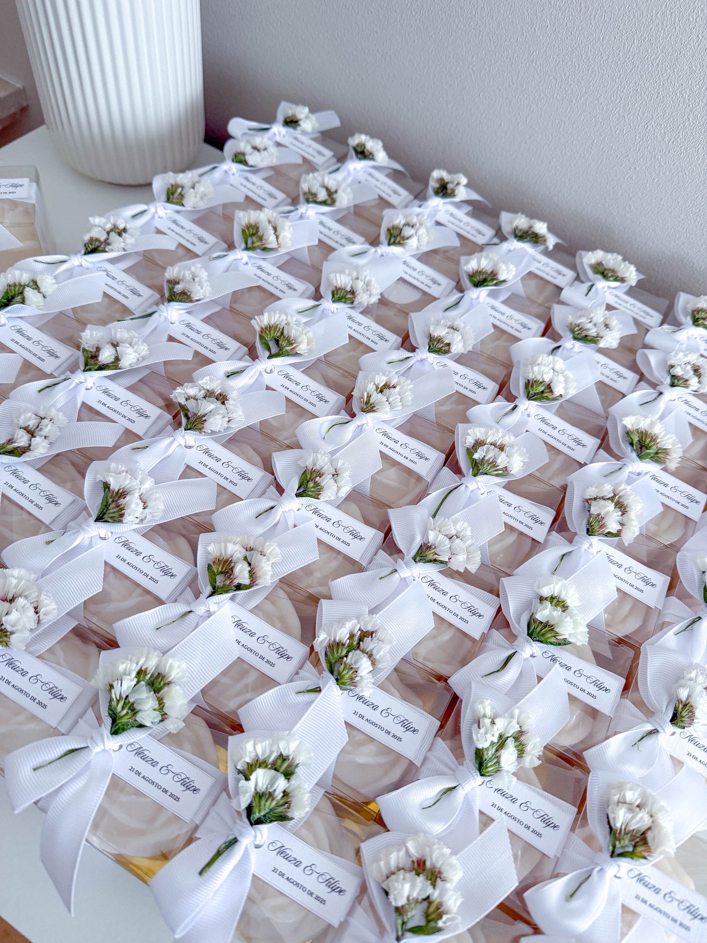 Vela Rosa 100g decorada para lembrança
