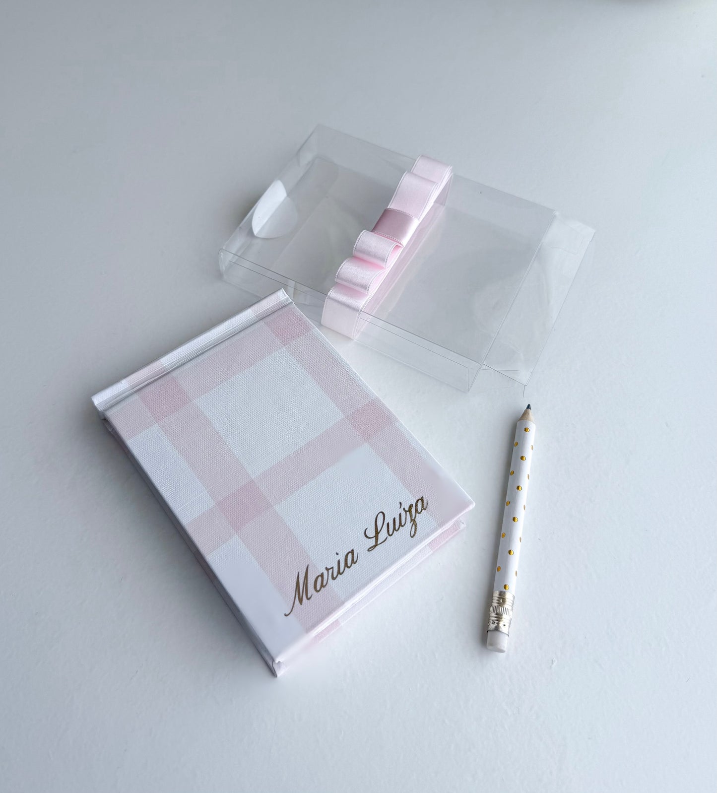 Bloco de Notas "Vichy" personalizado e decorado para lembranças