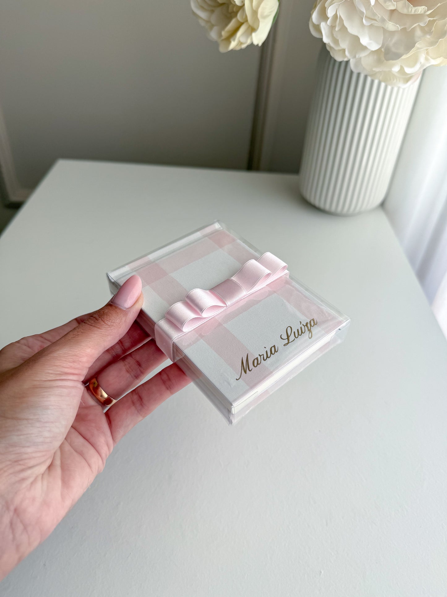 Bloco de Notas "Vichy" personalizado e decorado para lembranças