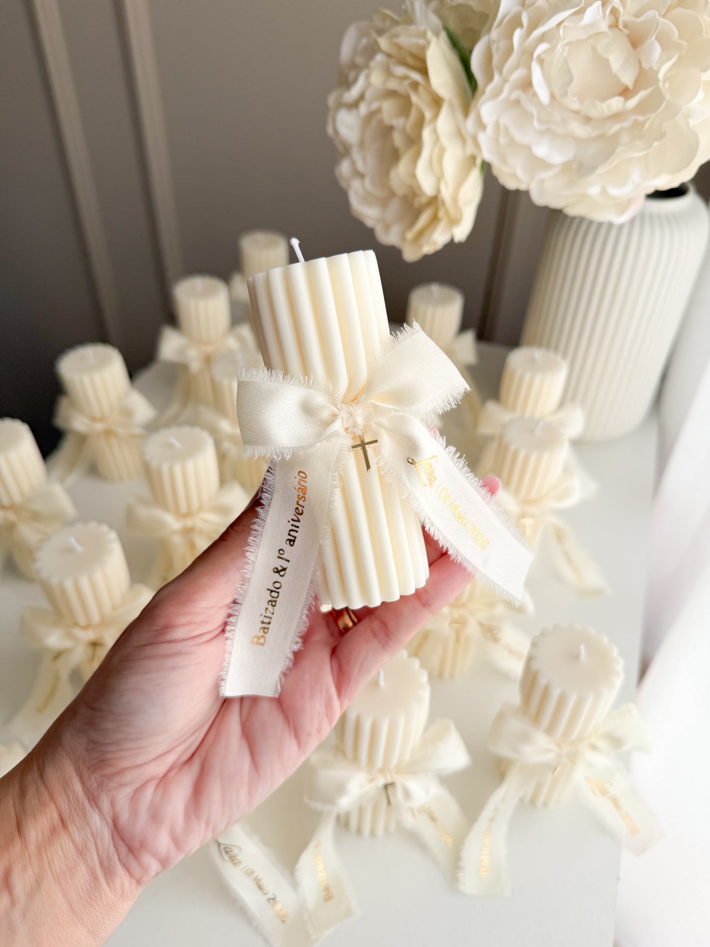 Vela Collona de Luz 120g decorada para lembrança (SEM PERFUME)