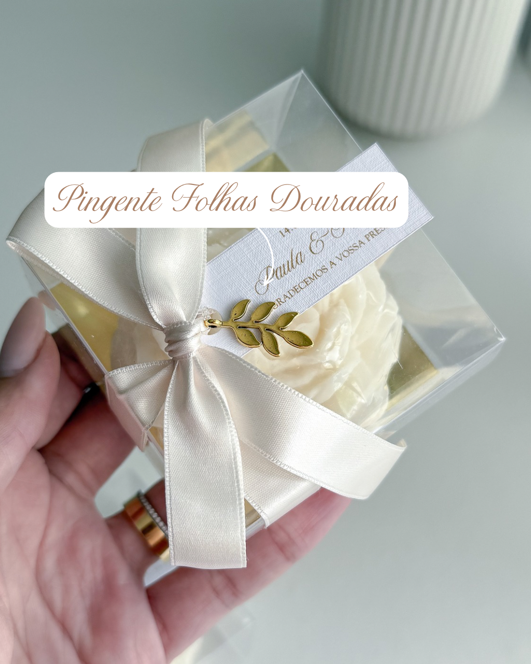 Vela Rosa 100g decorada para lembrança