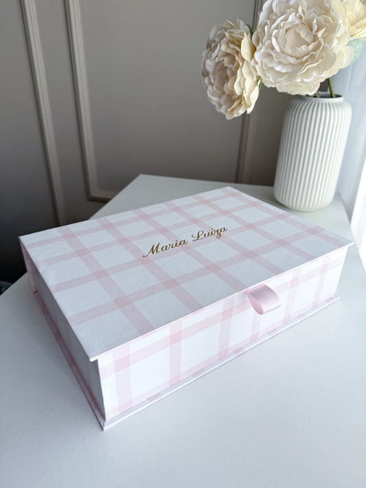 Caixa Infantil Vichy para acessórios (32cmx22cmx8cm)