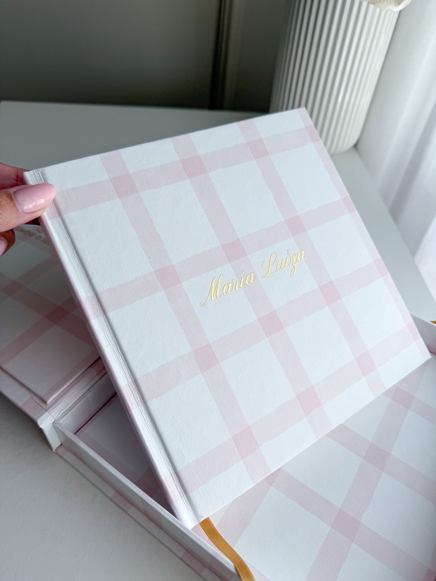 Livro de Honra Infantil Vichy Personalizado - 21cmx21cm