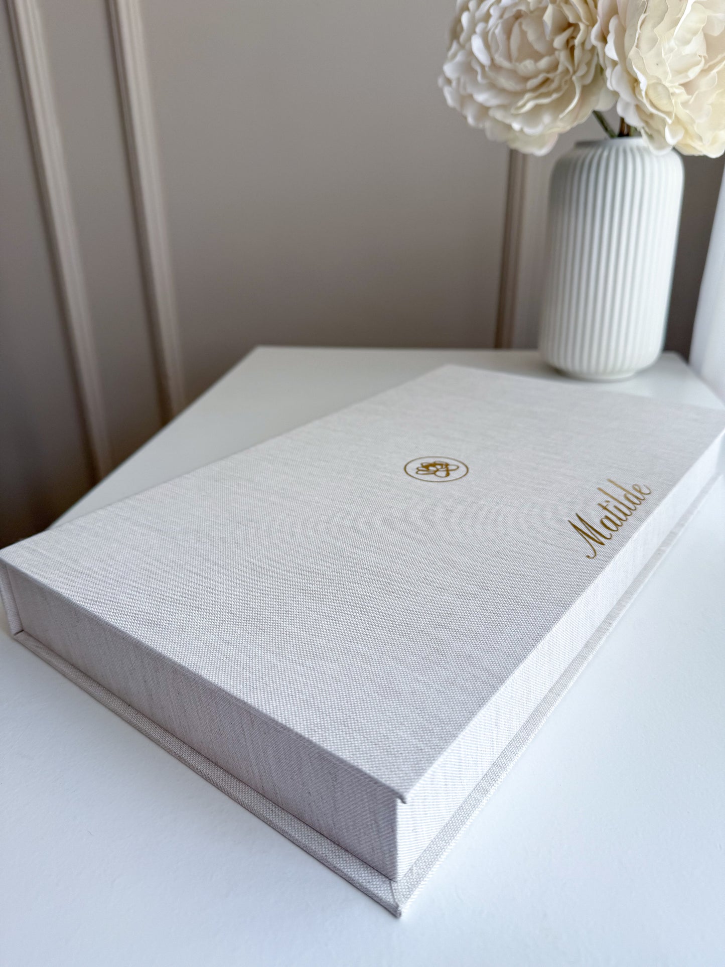 Caixa Porta-Jóias em Linho Pérola Personalizada (38cmx21cmx4cm)