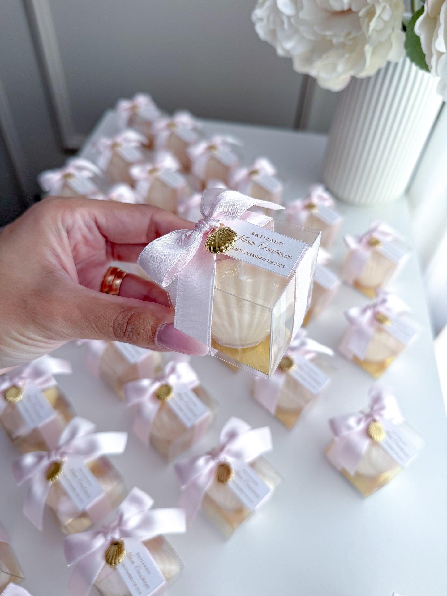 Vela Mini Concha decorada para lembrança