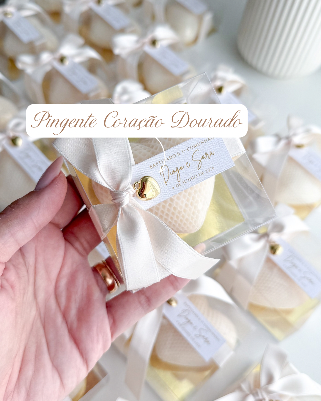 Vela Rosa 100g decorada para lembrança