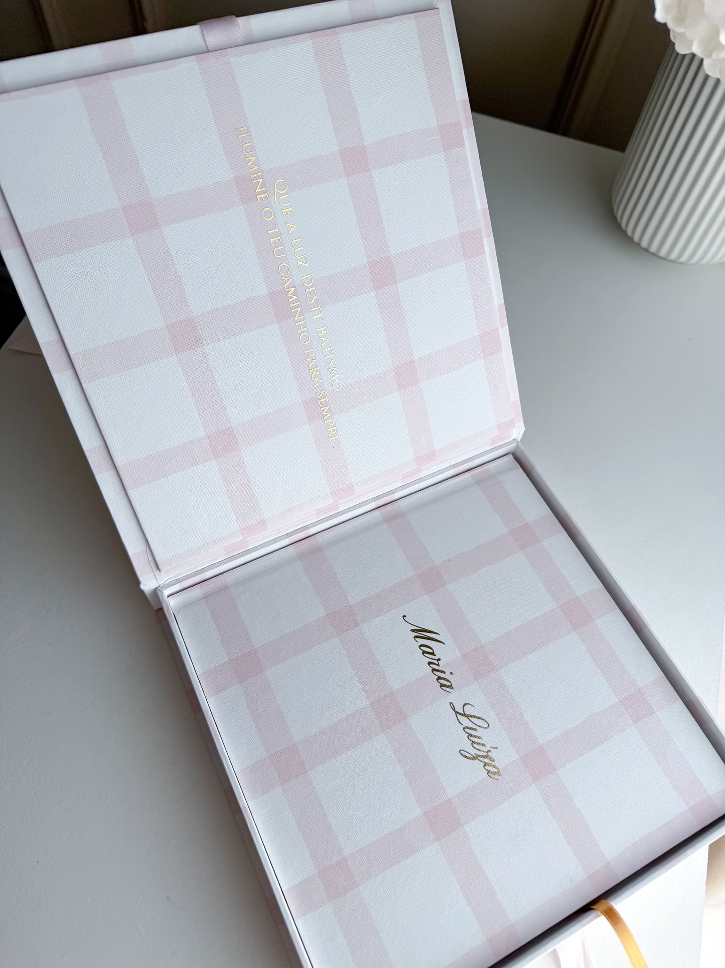 Livro de Honra Infantil Vichy Personalizado - 21cmx21cm