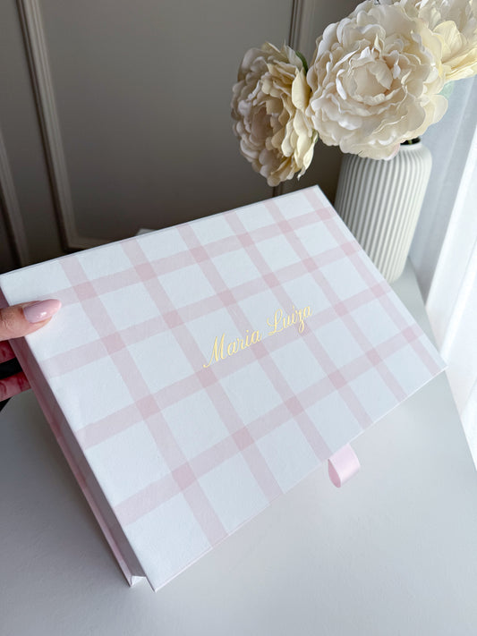 Caixa Infantil Vichy para acessórios (32cmx22cmx8cm)