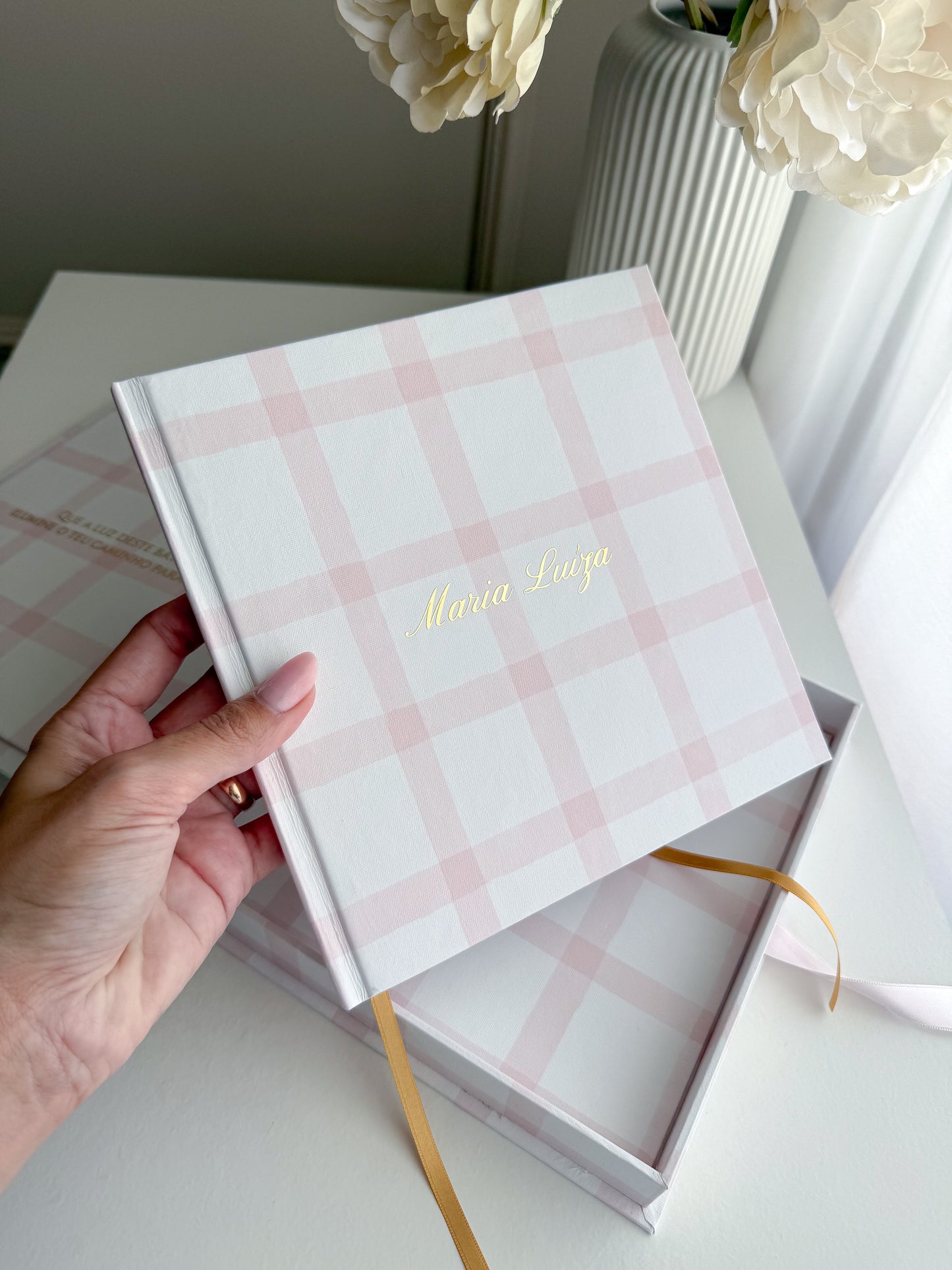 Livro de Honra Infantil Vichy Personalizado - 21cmx21cm