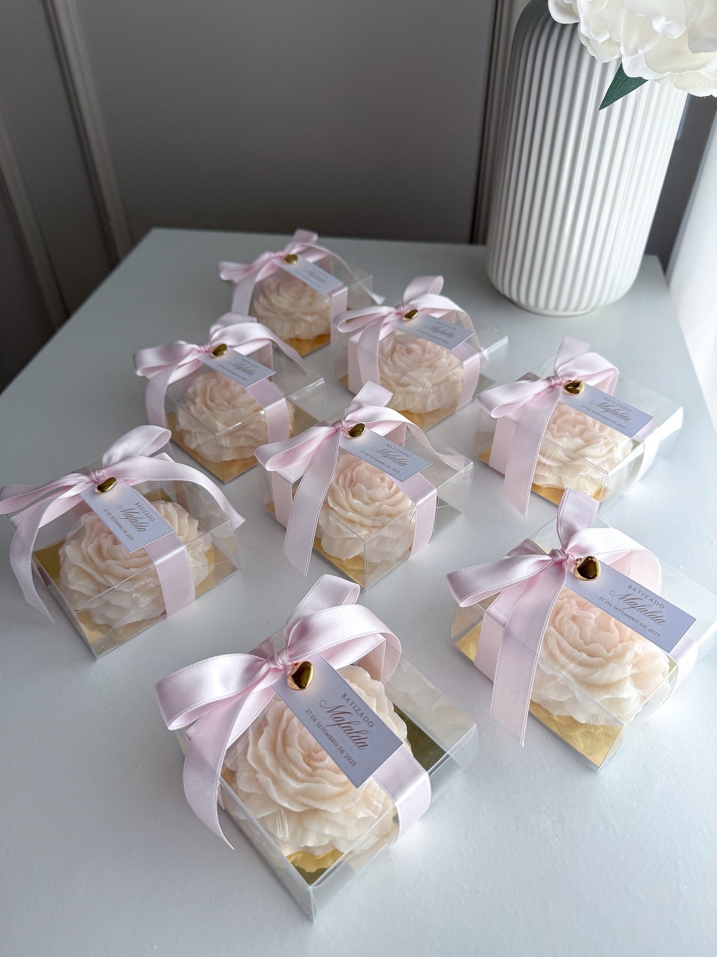 Vela Peônia decorada para lembrança