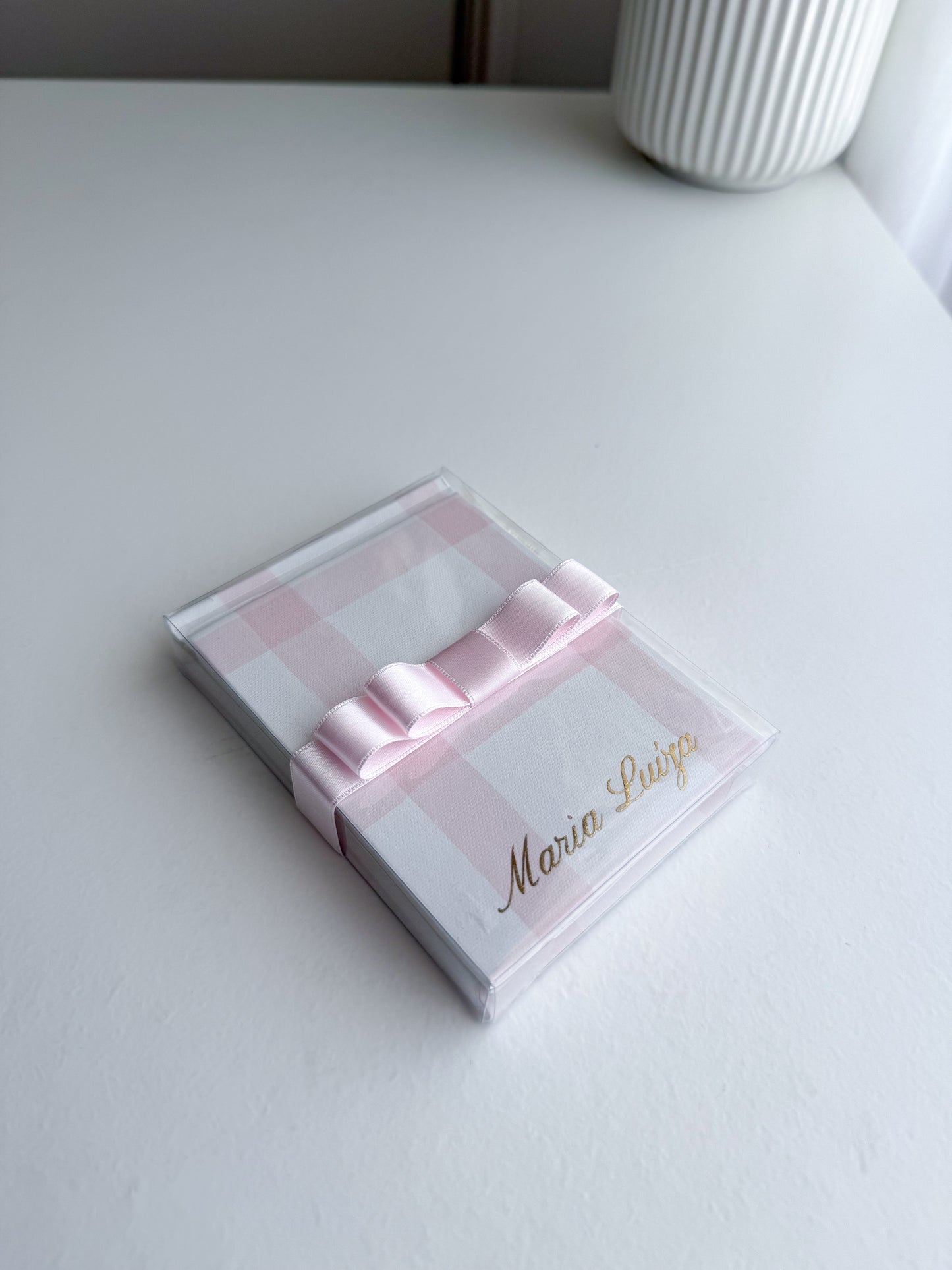 Bloco de Notas "Vichy" personalizado e decorado para lembranças