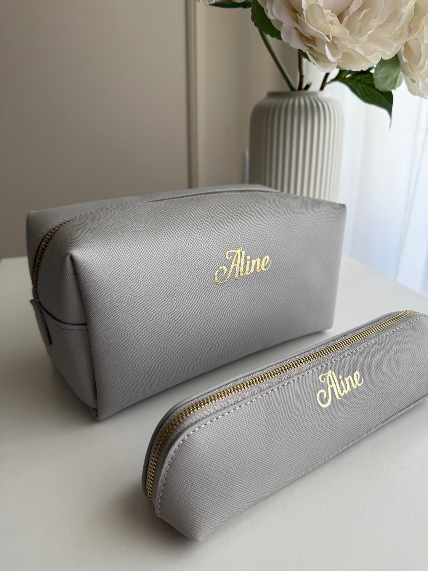 Nécessaire + Estojo Cinza Personalizados