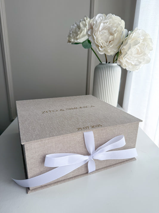 ETERNAL BOX  - Caixa em Linho Luxo Personalizada para Recordações