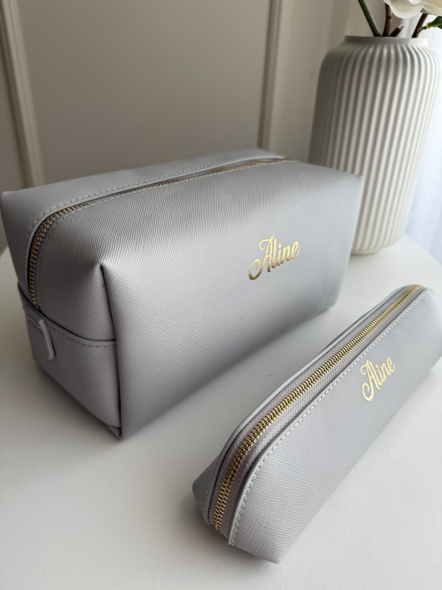 Nécessaire + Estojo Cinza Personalizados