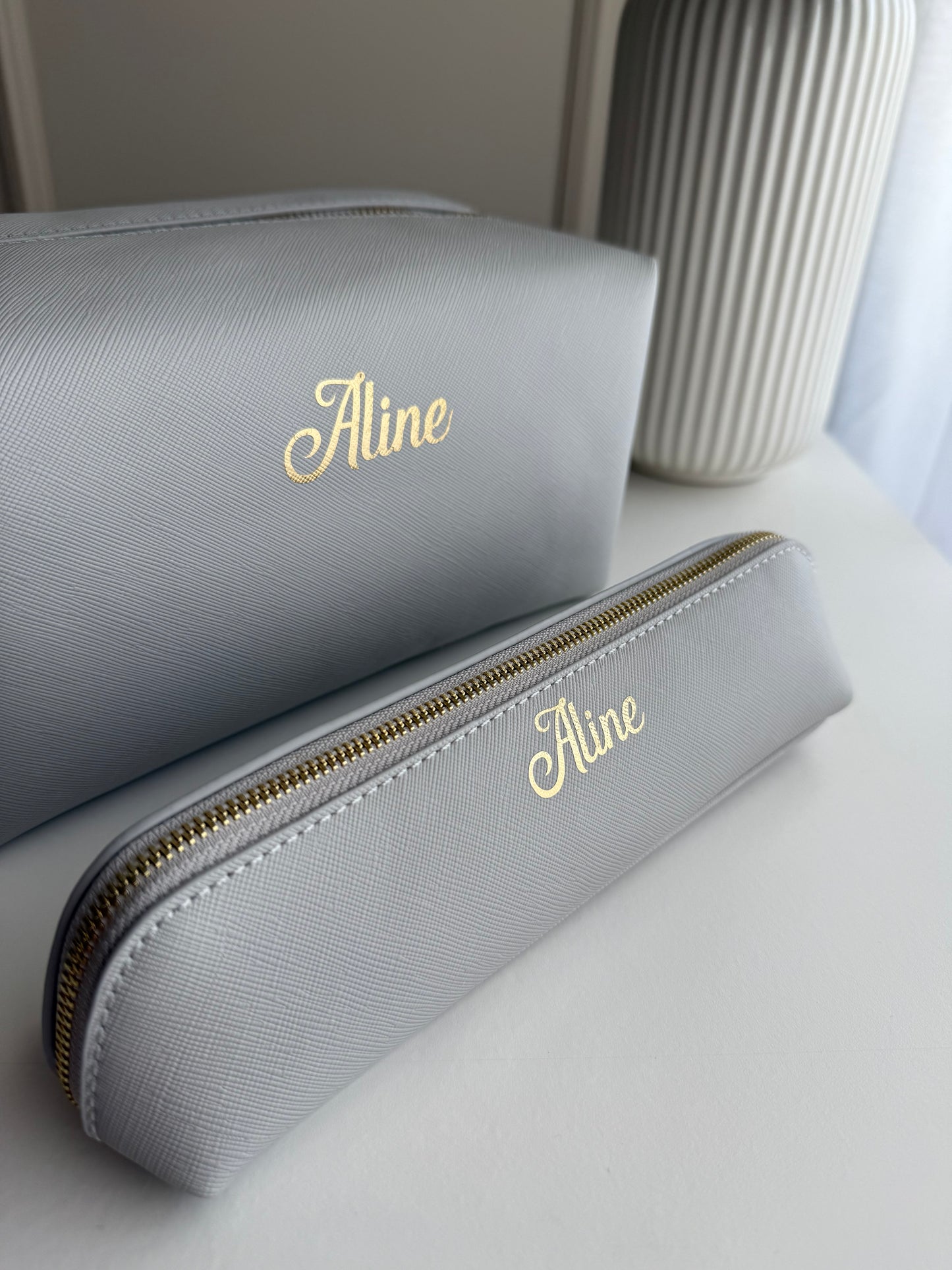Nécessaire + Estojo Cinza Personalizados